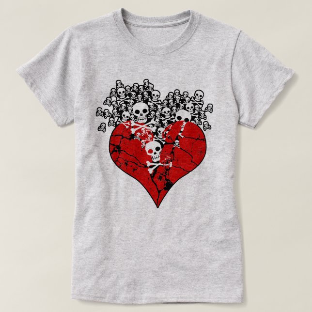 T-shirt Coeur brisé avec des crânes (Design devant)