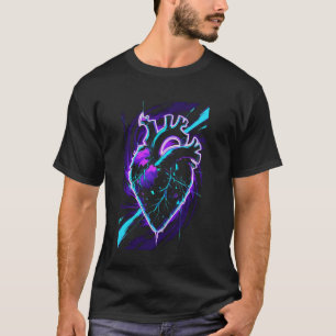T-shirt Coeur brisé brillant Jirai Kei Cyberpunk esthétiqu