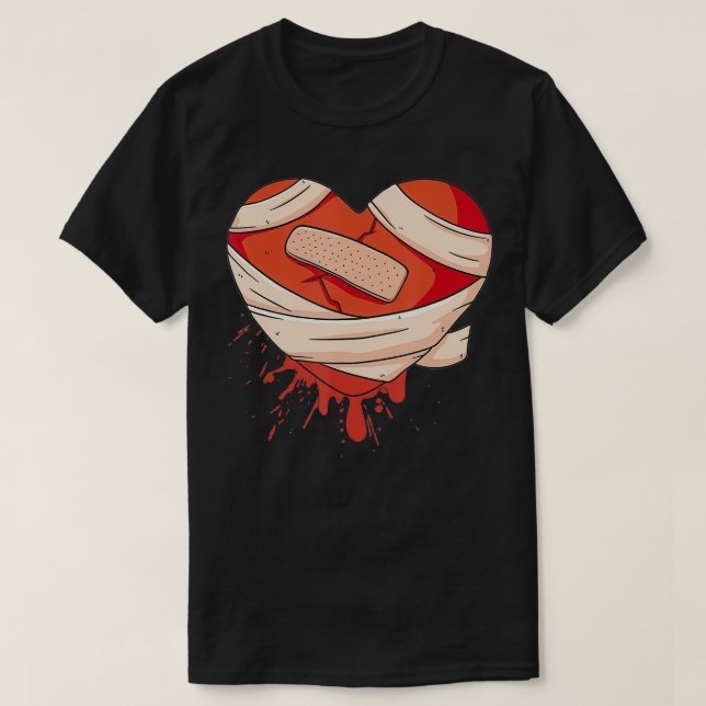 T-shirt Coeur brisé coeur brisé triste Saint Valentin Wi B (Design devant)