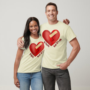 T-shirt Coeur brisé guéri avec patch et citation de vie