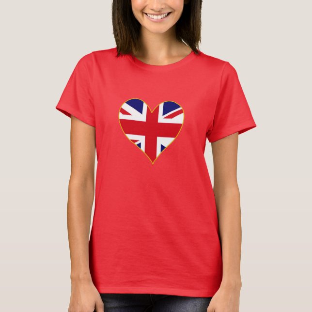 T-shirt Coeur BRITANNIQUE de drapeau (Devant)