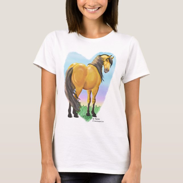 T-shirt Coeur brun grisâtre de cheval de peau de daim (Devant)