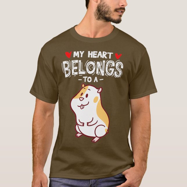 T-shirt Coeur Cadeau De Hamster Cute Appartient À Un Hamst (Devant)