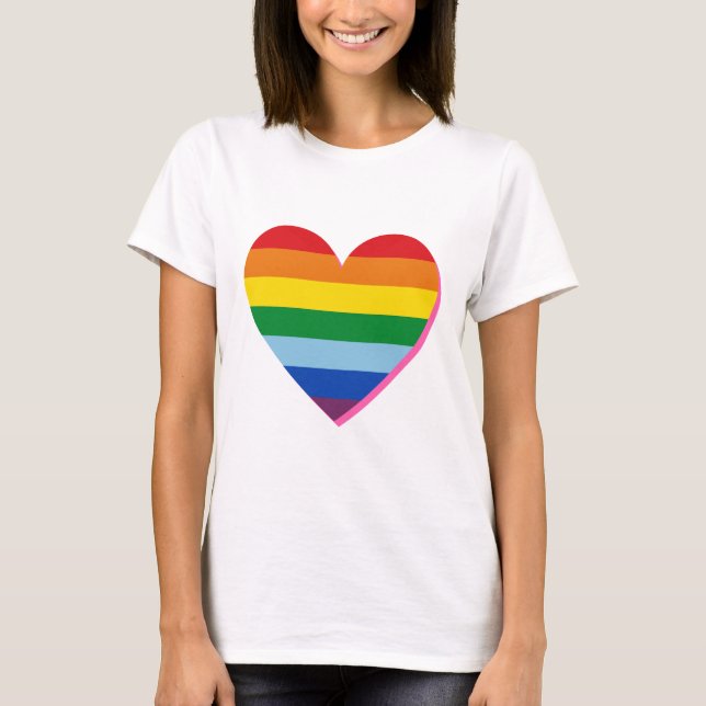 T-shirt coeur cartel arc-en-ciel de Valentine (Devant)
