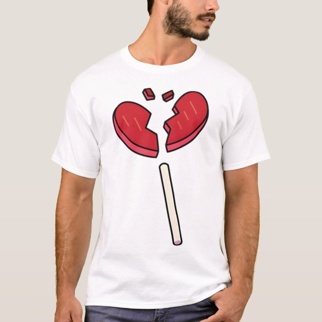 T-shirt Coeur cassé Lollipop Candy Rouge (Devant)