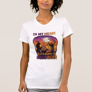 T-shirt Cœur C'est toujours Halloween Sorcière Chaudron Ar