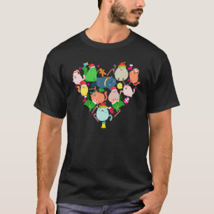 T-shirt Coeur Chat Père Noël Bonbons Ornements Noël Chat 1