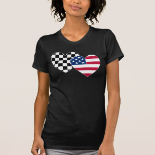 T-shirt Coeur checkered de drapeau des Etats-Unis de