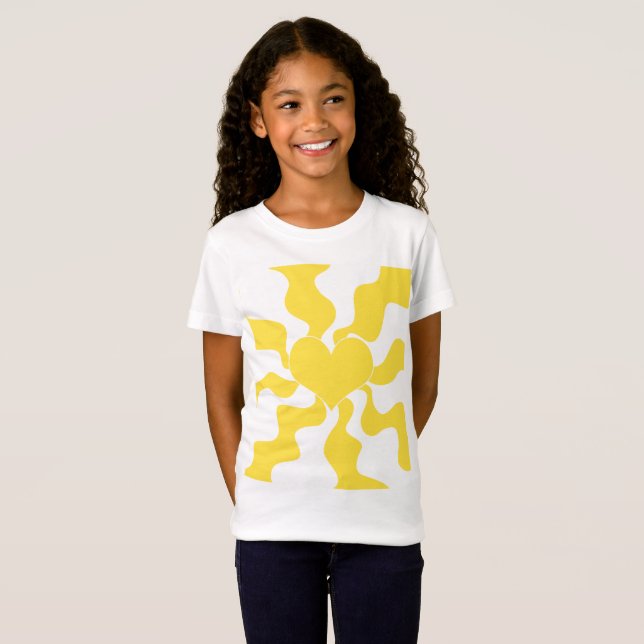 T-Shirt Coeur - Citron jaune et blanc (Devant entier)