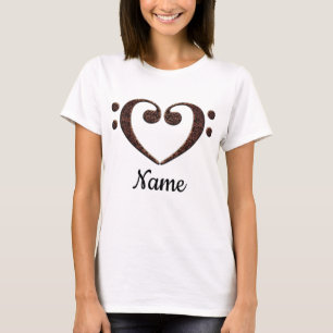T-shirt Coeur Clé Cuivre Double Basse Customisé