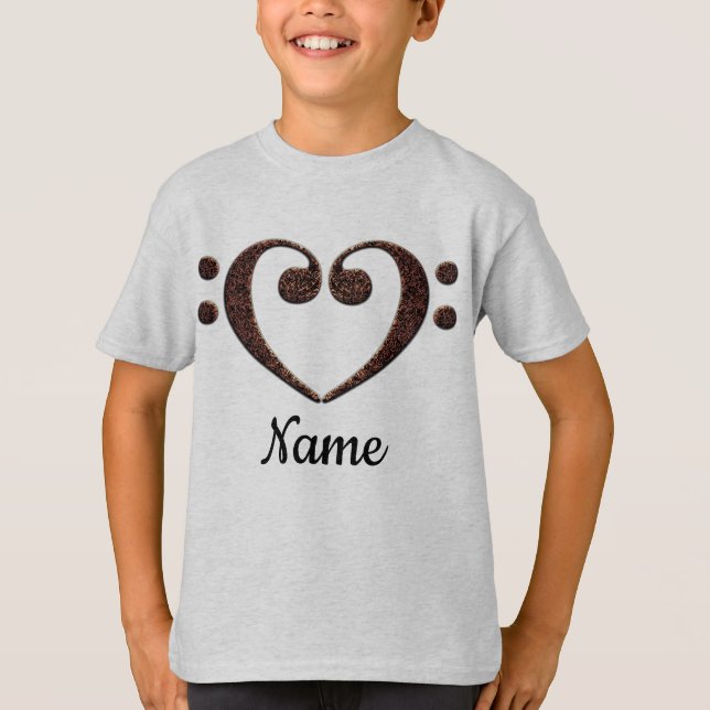 T-shirt Coeur Clé Cuivre Double Basse Customisé (Devant)
