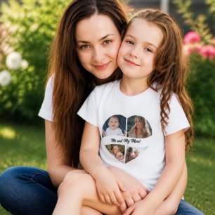 T-Shirt Cœur Collage Photo Personnalisé Filles D