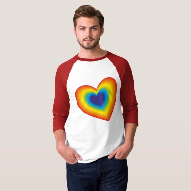 T-shirt coeur coloré arc-en-ciel (Devant entier)