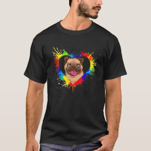 T-shirt Coeur coloré bébé Carlin chien amour-R papa maman,