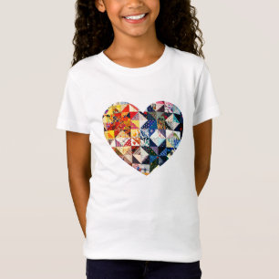 T-Shirt Coeur coloré d'édredon de patchwork