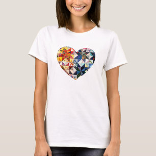 T-shirt Coeur coloré d'édredon de patchwork
