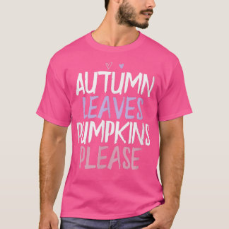 T-shirt Coeur coloré Funny Feuilles d'automne Citrouilles