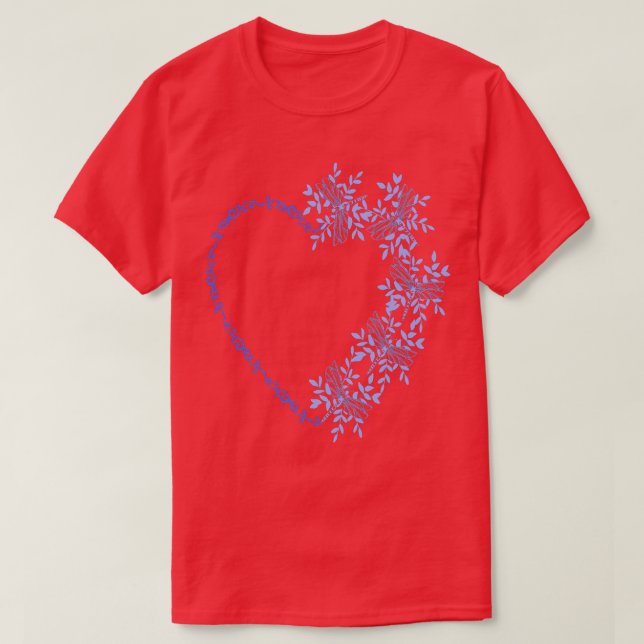 T-shirt Coeur coloré mignon avec libellules (Design devant)