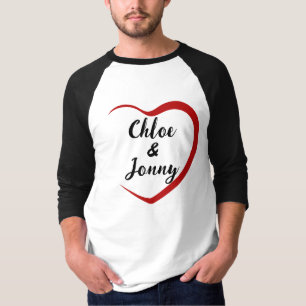 T-shirt Coeur contenant deux noms Personnaliser