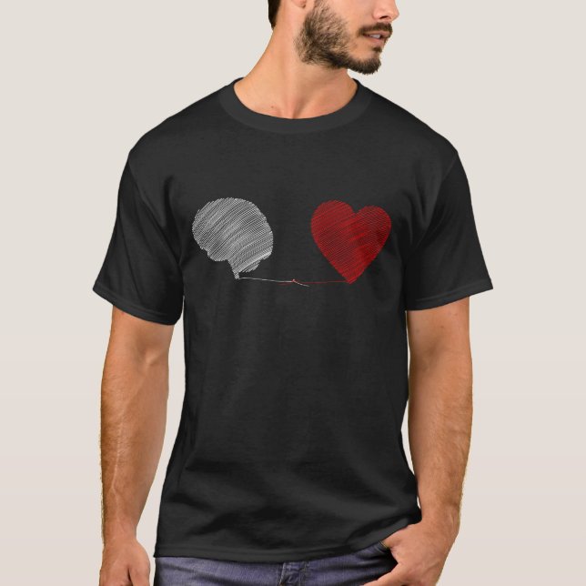 T-shirt Coeur contre cerveau mental âme - Psychologie de l (Devant)