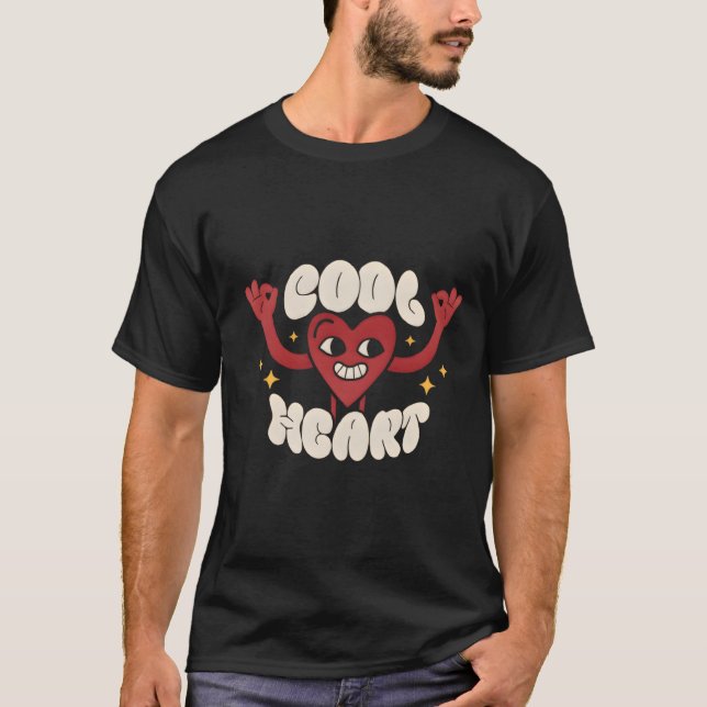 T-shirt "Coeur Cool - Conception rétro jouée pour les vête (Devant)
