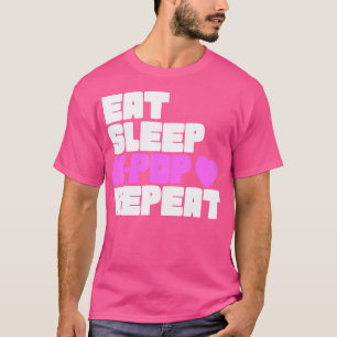 T-shirt Cœur coréen Manger Dormir K-Pop Répéter K-Pop