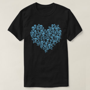 T-Shirt Cœur Crâne Bleu