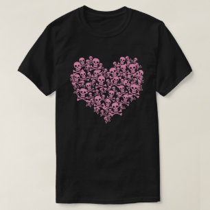 T-shirt Coeur crâne rose