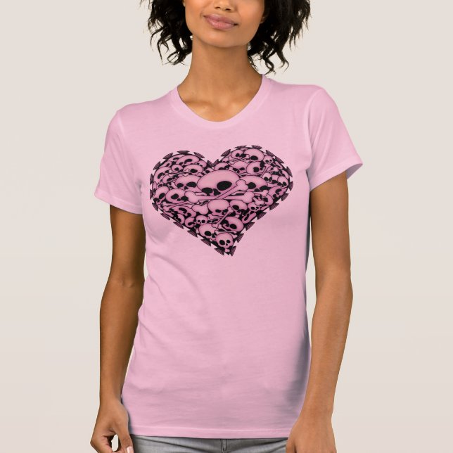 T-shirt Coeur crâne rose (Devant)