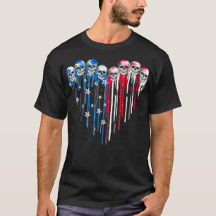 T-shirt Coeur crâne sucre Drapeau américain 4 juillet Patr
