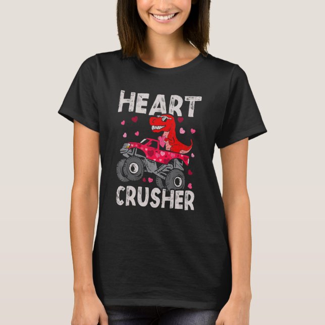 T-shirt Coeur Croiseur Dinosaure Rex Monster Camion Valent (Devant)