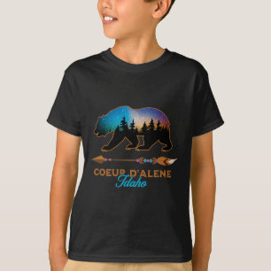 T-shirt Coeur D'alene Idaho Ours Nuit Étoilée Voyage Souve