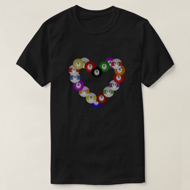 T-shirt Coeur d'amant de joueur de piscine de boules de (Design devant)