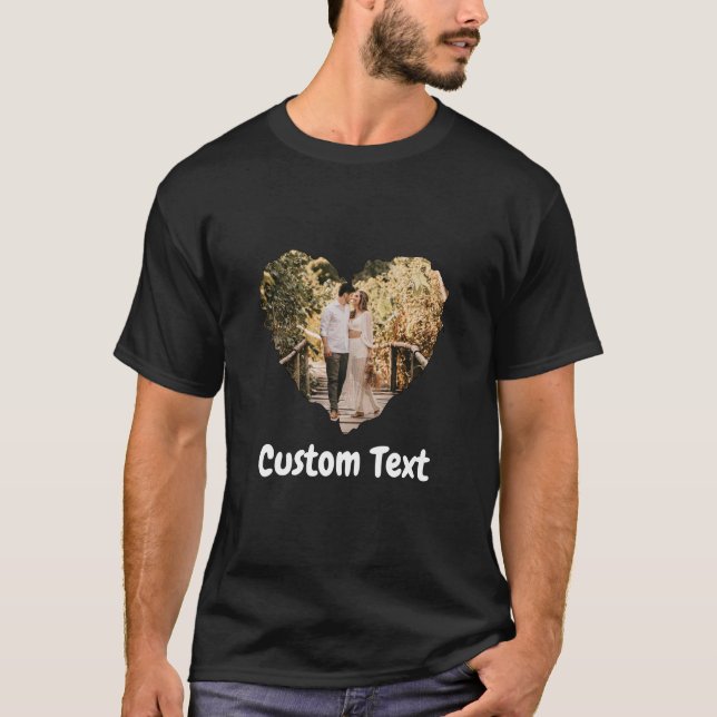 T-shirt Coeur d'amour avec photo et texte personnalisés (Devant)