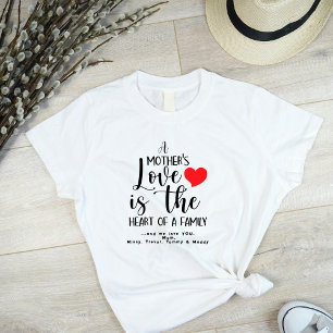 T-shirt cœur d'amour de la fête des mères de la fa