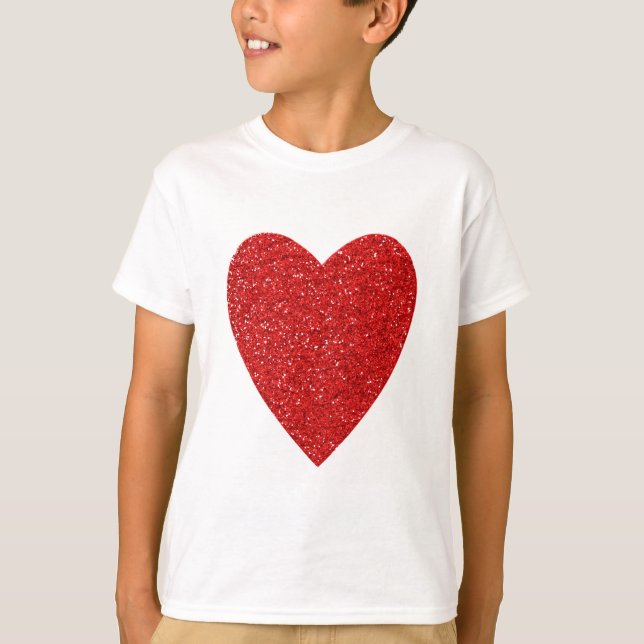 T-shirt Coeur d'amour parties scintillant rouge (Devant)