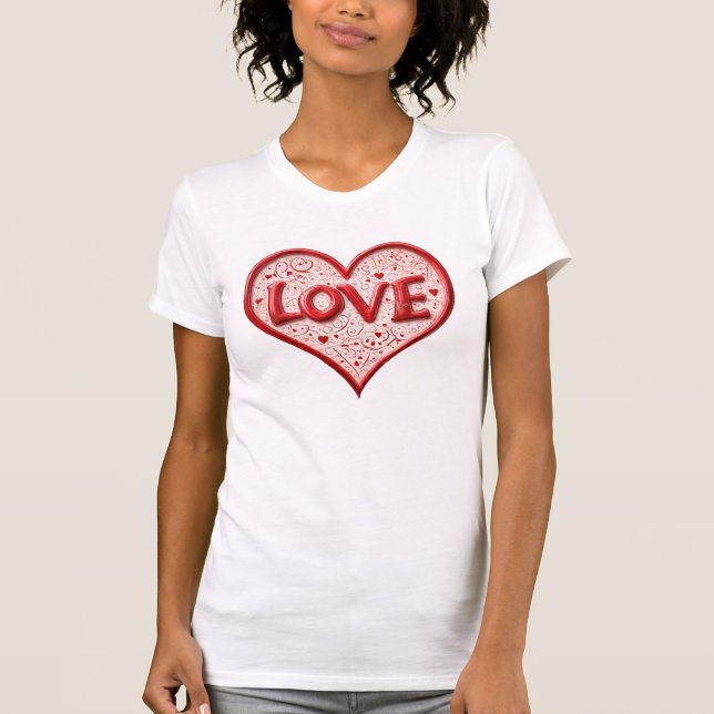 T-shirt Coeur d'amour rouge et blanc (Devant)