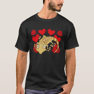 T-shirt Cœur d'amour Saint-Valentin Roses Léopard Gecko Ga