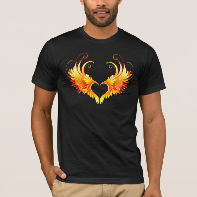 T-shirt Cœur d'ange de feu avec des ailes (Devant)