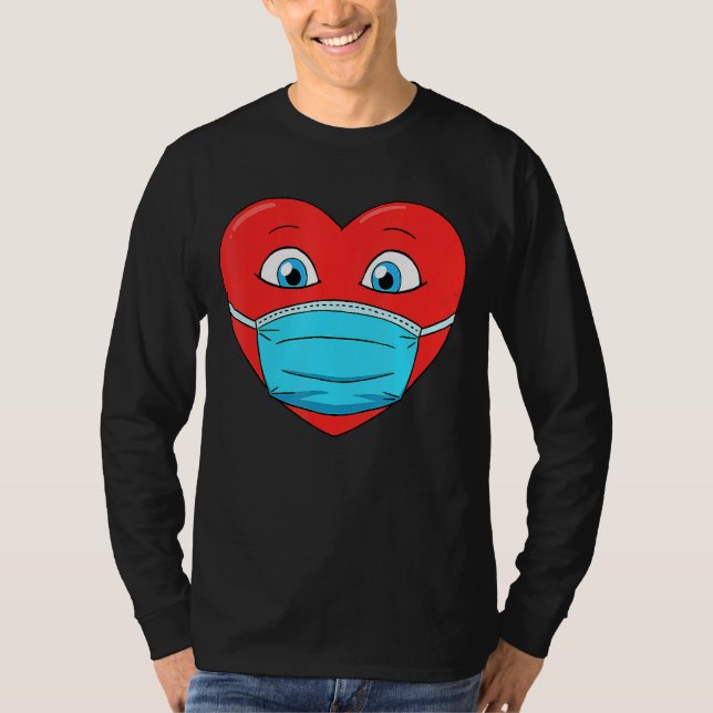 T-shirt Coeur dans le visage Masque drôle Hommes femmes ga (Devant)
