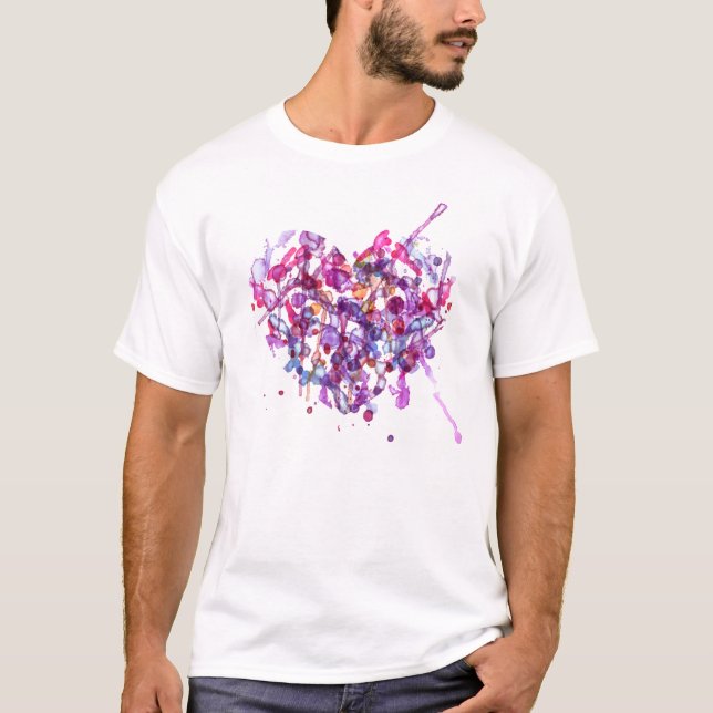 T-shirt Coeur d'aquarelle Abstraite pour la Saint Valentin (Devant)