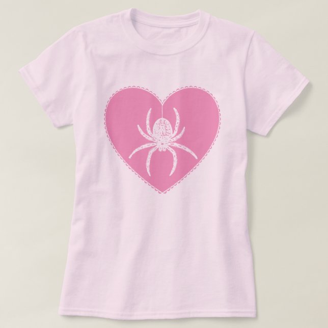 T-Shirt Cœur d'Araignée Rose (Design devant)