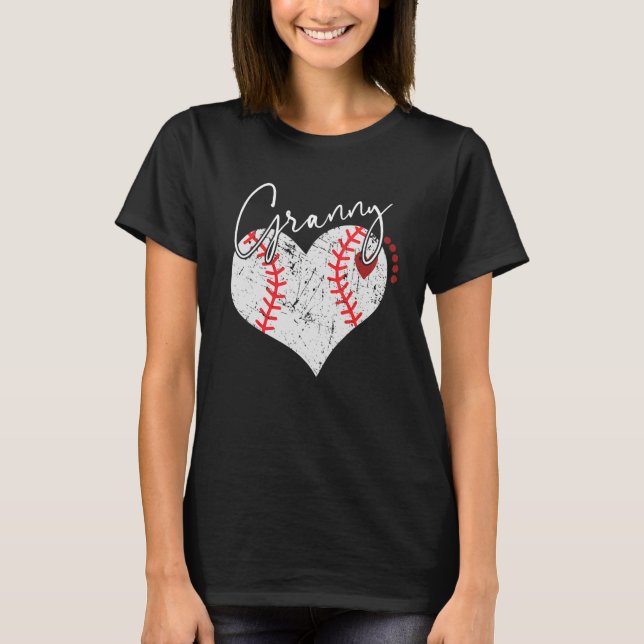 T-shirt Coeur de baseball Granny (Devant)