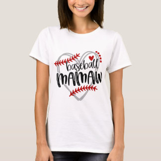 T-shirt Coeur de baseball MAMAW Grand-mère tendance