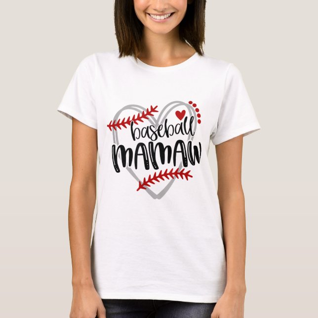 T-shirt Coeur de baseball MAMAW Grand-mère tendance (Devant)