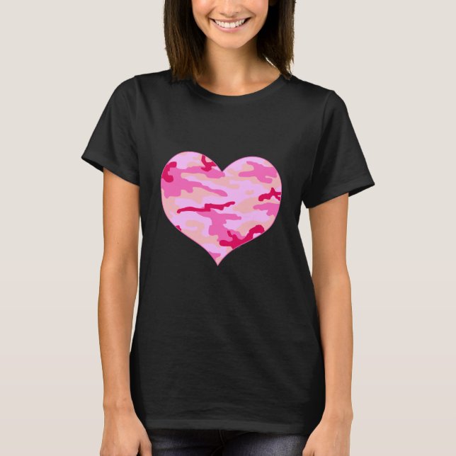 T-shirt Coeur de camo rose (Devant)