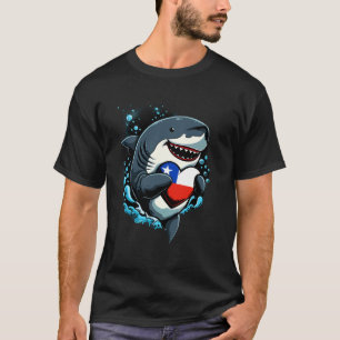 T-shirt Cœur de Chili Requin Racines Chiliennes Drapeau du
