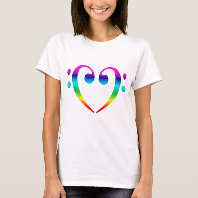 T-shirt Coeur de clef basse d'arc-en-ciel (Devant)