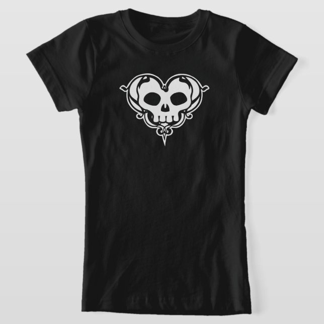 T-shirt Coeur de crâne décoratif (Poser)
