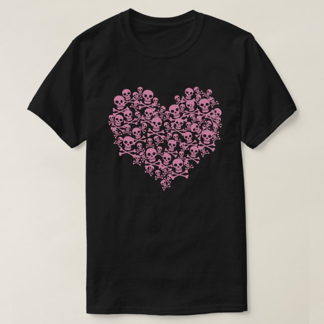 T-Shirt Cœur de Crâne Rose (Design devant)